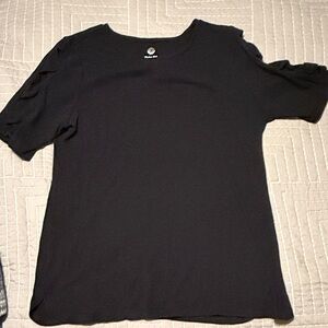 Ruby Rd. Elegant Black Short Sleeve Top